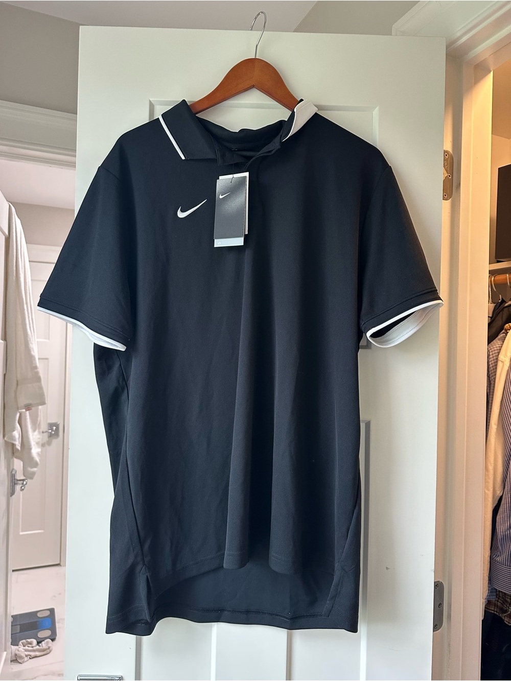 Nike Men’s Black Polo with White Accents